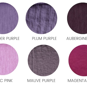 Linen fabric purple color, Fabric by the yard or meter, Softened washed flax fabric purple tones