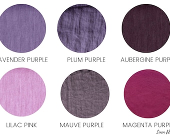 Linen fabric purple color, Fabric by the yard or meter, Softened washed flax fabric purple tones