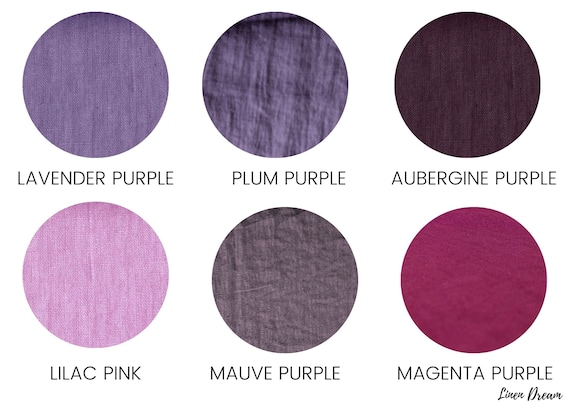 Linen fabric purple color, Fabric by the yard or meter, Softened washed flax fabric purple tones
