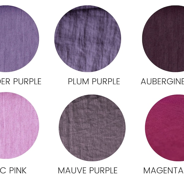 Linen fabric purple color, Fabric by the yard or meter, Softened washed flax fabric purple tones