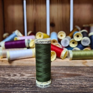 Moss green sewing threads, Sewing threads Gutermann  sew - all 585,  Polyester threads 110 yards / 100m