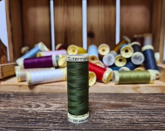 Hilos de coser verde musgo, Hilos de coser Gutermann sew - todos 585, Hilos de poliéster 110 yardas / 100 m