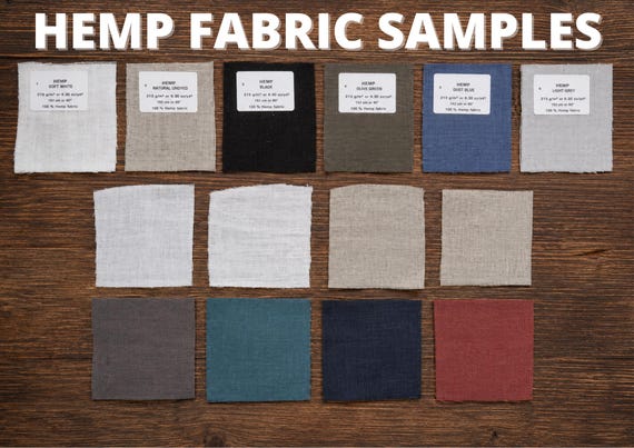 Hemp Fabric Swatches – 13 Color Sample Pack – 100% Hemp Fabric Samples