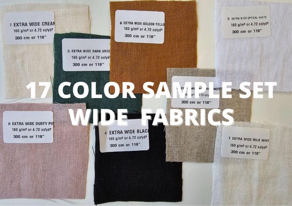 Linen fabric samples extra wide 17 color, swatches
