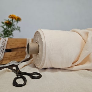 Linen fabric EXTRA WIDE cream white, 112 inches or 2.85 meter wide fabric, Bedding and curtain linen fabric
