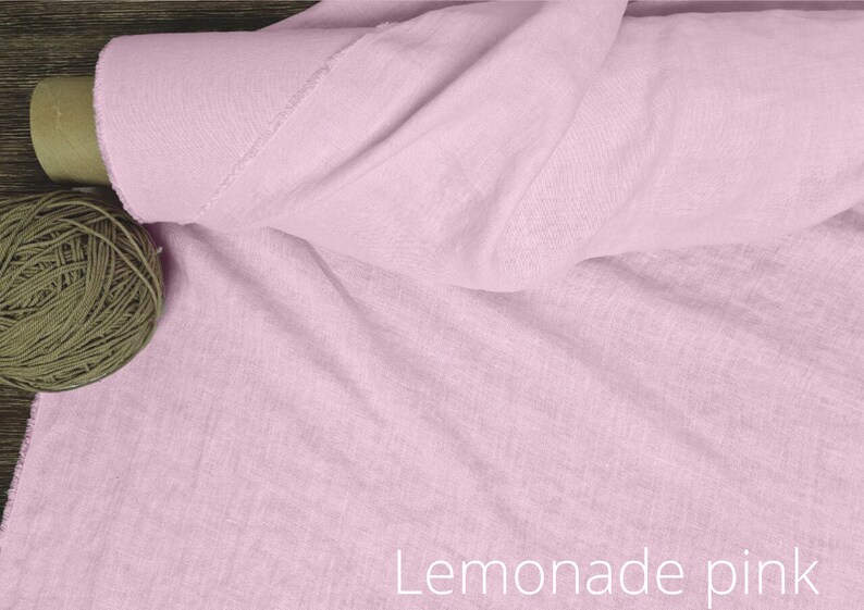 Linnen stof pastelroze, Gewassen verzachte vlasweefsels, Stof op maat of meter gesneden Lemonade Pink
