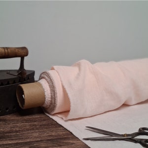 Light pink linen fabric  Washed softened flax fabrics, Fabric by the yard or meter