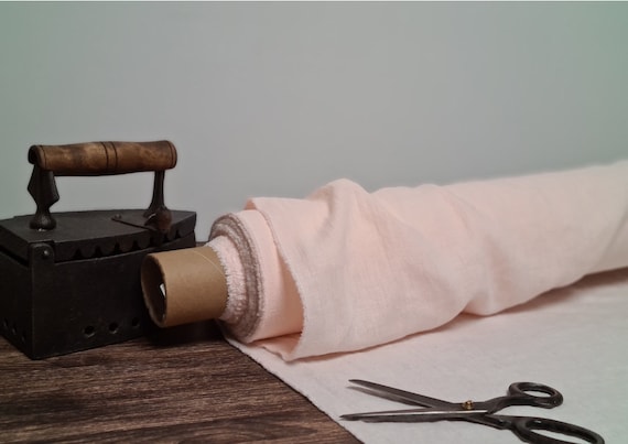 Light pink linen fabric  Washed softened flax fabrics, Fabric by the yard or meter
