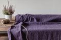 Linen fabric plum purple, Washed softened flax fabrics, Fabric by the yard or meter product logo