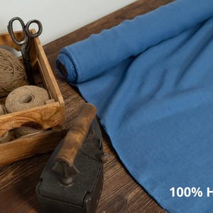 Dusty Blue Hemp Fabric by Yard – Medium Weight 213gsm Natural Fabric for Clothing, Curtains, Home Textile