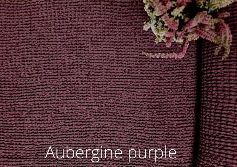 Waffle linen fabric grayish pink, Fabric by the yard or meter, Washed softened flax fabric Aubergine Purple