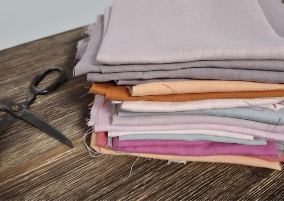 Pink Linen Fabric Remnants Assorted Sizes and Shades Natural 100 Percent Linen Leftovers