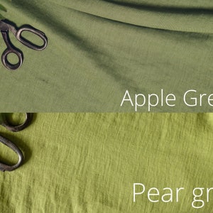 Linen fabric green tones, Fabric by the yard or meter, Softened washed flax fabric green shades zdjęcie 3