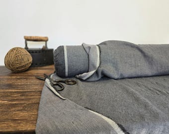 Double sided linen fabric gray, Fabric by the yard or meter, OEKO TEX - 100 certificate flax fabric