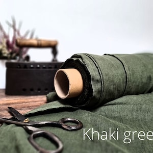 Moss Green linen fabric, Fabric by the yard or meter, Prewashed softened flax fabric image 10