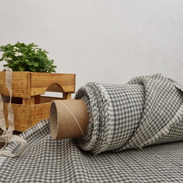 Checked Linen Fabric - Etsy