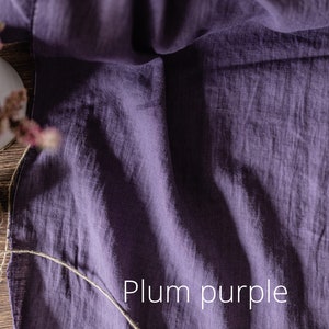 Linen fabric plum purple, Washed softened flax fabrics, Fabric by the yard or meter Plum purple