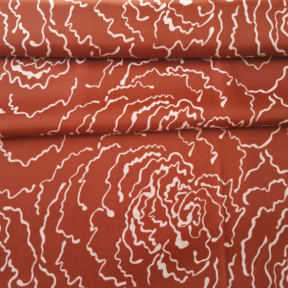 Vintage viscose fabric red multicolor.