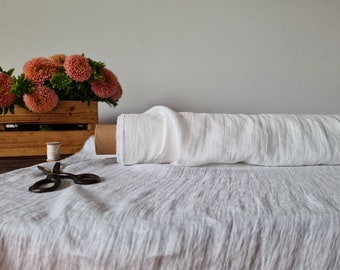 Tejido de lino ligero color blanco leche, tejido cortado a medida o por metro, certificado OEKO TEX - 100