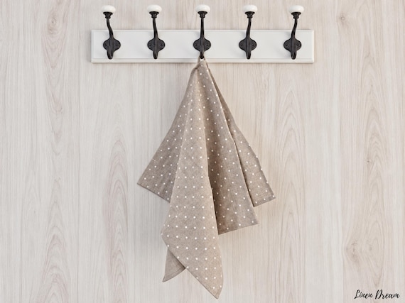 Polka Dot Linen Towel, 100% European Linen Tea Towel, 205 GSM, 10 Colors, Made to Order