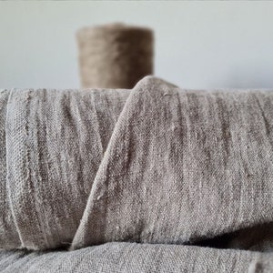 Linen fabric heavy natural undyed, Fabric by the yard or meter, Organic flax fabric zdjęcie 3