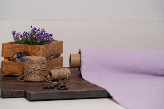 Linen fabric Pastel purple, Fabric by the yard or meter, Organic washed flax fabric