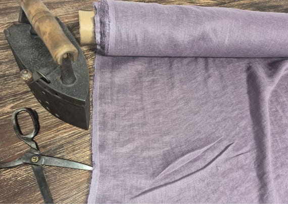 Mauve purple thin linen gauze fabric, Pure semi sheer linen fabric, Lightweight fabric by the yard or meter