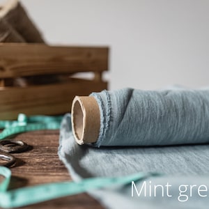 Tessuto di lino Verde pavone, Tessuto tagliato a misura o metro, Tessuto di lino lavato biologico Mint Green