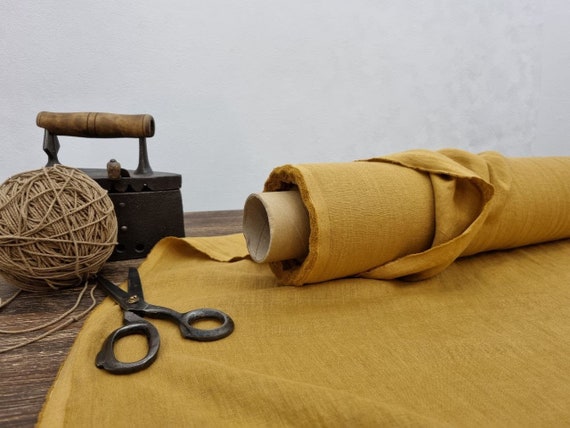 Linen fabric lightweight clay brown, Fabric by the yard or meter, Organic flax fabric