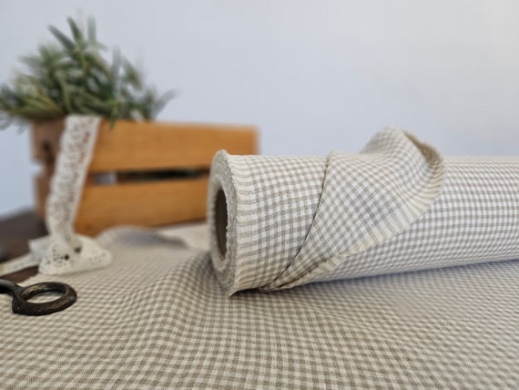 Checked linen fabric - LinenDreamShop