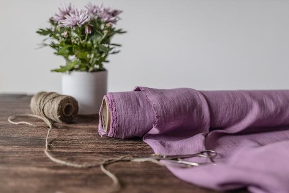 Linen fabric dusty rose, Pink softened washed linen fabric, Fabric by the yard or meter