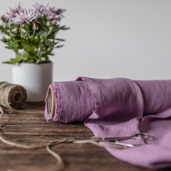 Linen fabric dusty rose, Pink softened washed linen fabric, Fabric by the yard or meter