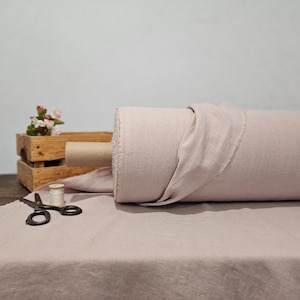 Linen fabric EXTRA WIDE dusty pink, 112 inches or 2.85 meter wide fabric, Bedding and curtain linen fabric