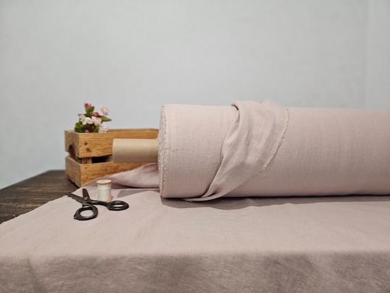 Linen fabric EXTRA WIDE dusty pink, 112 inches or 2.85 meter wide fabric, Bedding and curtain linen fabric