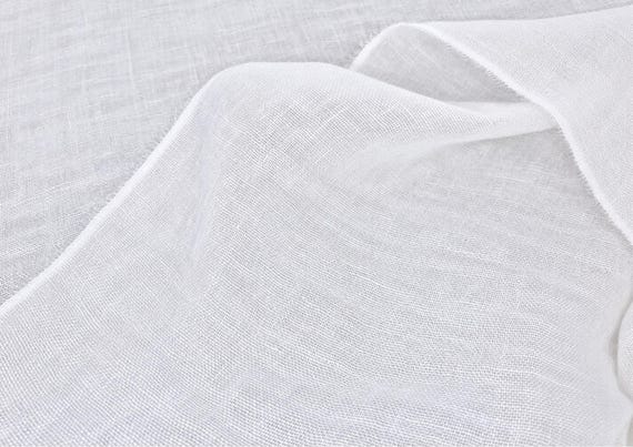 Milk White Wide Linen Gauze Fabric by Yard, 95 GSM Semi Sheer Linen, 112 Inch Wide Lightweight Linen Fabric
