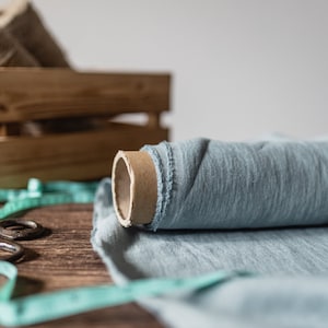 Linen fabric Grayish mint, Washed  softened linen fabrics, Fabric by the yard or meter