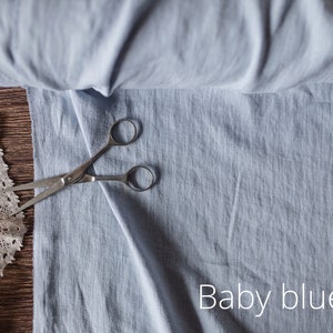 Powder Blue Linens Powder Blue Linen Fabric, Washed Softened Flax Fabrics, Fabric by the ...