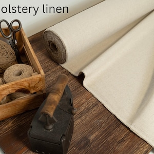 Tessuto per tappezzeria color avena e lino – Misto cotone e lino pesante 410 g/m² (12,1 oz/yd²), tessuto resistente per mobili, tessuto neutro naturale tagliato su misura.