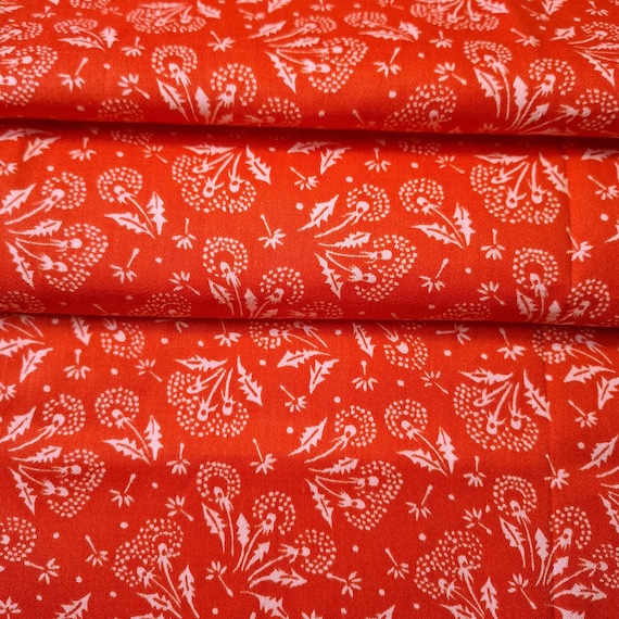 Vintage cotton fabric red multicolor