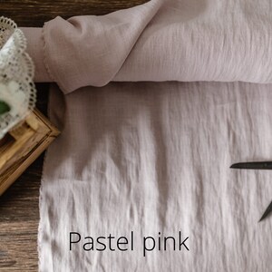 Linen fabric pink lemonade, Washed softened flax fabrics, Fabric by the yard or meter Pastel Pink