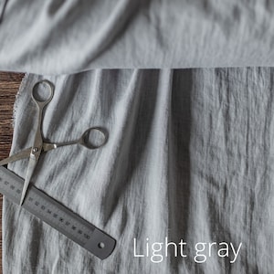 Linen fabric Black, Washed softened linen fabric Fabric by the yard or meter Light Gray