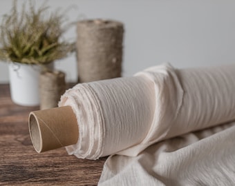 Linen fabric Cream white, Washed softened flax fabrics, Fabric by the yard or meter