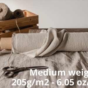 Linen fabric natural undyed, Organic linen fabric, Fabric by the yard or meter