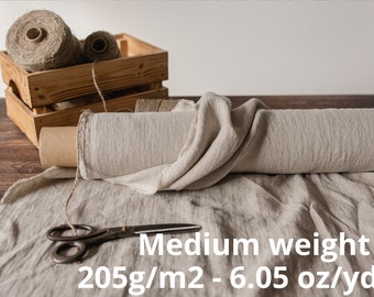 Linen fabric natural undyed, Organic linen fabric, Fabric by the yard or meter