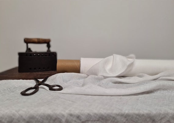 Linen fabric cheesecloth optical white, Gauze thin linen fabric, Lightweight fabric by the yard or meter