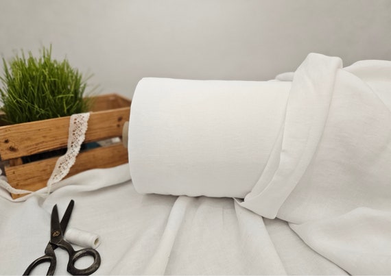 Linen fabric EXTRA WIDE optical white, 112 inches or 2.85 meter wide fabric, Bedding and curtain linen fabric