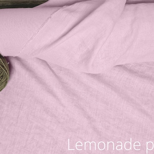 Linen fabric pink lemonade, Washed softened flax fabrics, Fabric by the yard or meter image 4