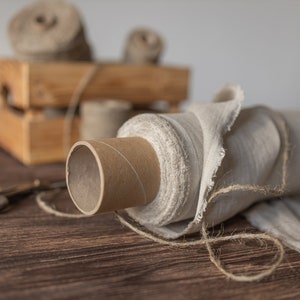 Natural undyed linen fabric, Fabric by the yard or meter, Washed softened flax fabric image 3