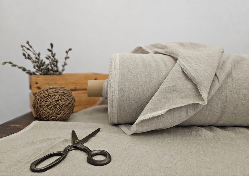 Tejido de lino EXTRA WIDE natural sin teñir, tejido de 118 pulgadas o 3 metros de ancho, ropa de cama y tejido de lino cortina imagen 3