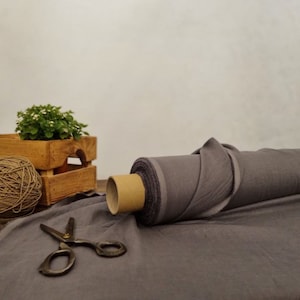 Linen fabric lightweight iron gray, Fabric by the yard or meter, Organic flax fabric
